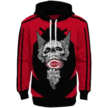 Cincinnati Reds Bearded Skull Red Black Hoodie