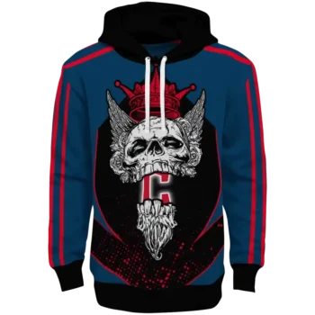 Cleveland Guardians Bearded Skull Navy Blue Black Hoodie
