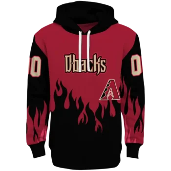 Custom Arizona Diamondbacks Flame Edge Red Black Hoodie