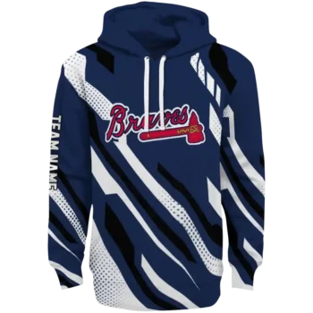 Custom Atlanta Braves Bold Angles Navy White Black Hoodie
