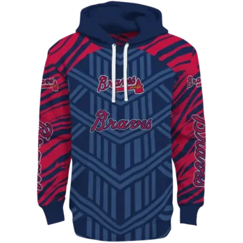 Custom Atlanta Braves Chevron Stripe Navy Hoodie