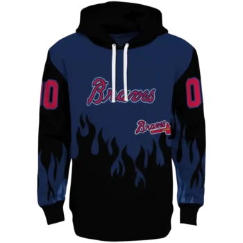 Custom Atlanta Braves Flame Edge Navy Black Hoodie