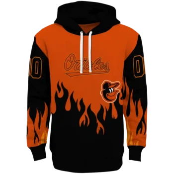 Custom Baltimore Orioles Flame Edge Orange Black Hoodie