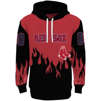 Custom Boston Red Sox Flame Edge Red Black Hoodie