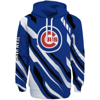 Custom Chicago Cubs Bold Angles Blue White Black Hoodie