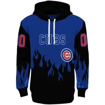Custom Chicago Cubs Flame Edge Blue Black Hoodie