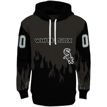Custom Chicago White Sox Flame Edge Black Hoodie