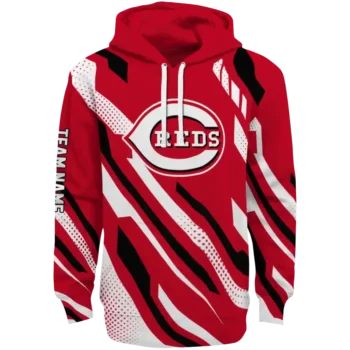 Custom Cincinnati Reds Bold Angles Red White Black Hoodie