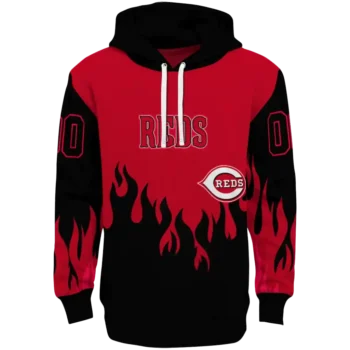 Custom Cincinnati Reds Flame Edge Red Black Hoodie