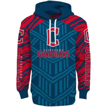 Custom Cleveland Guardians Chevron Stripe Navy Blue Hoodie