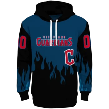 Custom Cleveland Guardians Flame Edge Navy Blue Black Hoodie