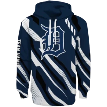 Custom Detroit Tigers Bold Angles Navy White Black Hoodie