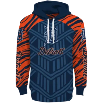 Custom Detroit Tigers Chevron Stripe Navy Hoodie