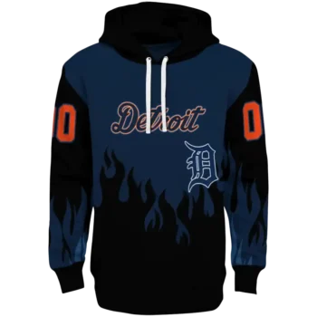 Custom Detroit Tigers Flame Edge Navy Black Hoodie