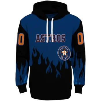 Custom Houston Astros Flame Edge Blue Black Hoodie