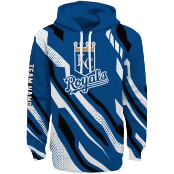 Custom Kansas City Royals Bold Angles Royal Blue White Black Hoodie