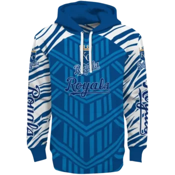 Custom Kansas City Royals Chevron Stripe Royal Blue Hoodie