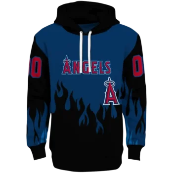 Custom Los Angeles Angels Flame Edge Blue Black Hoodie