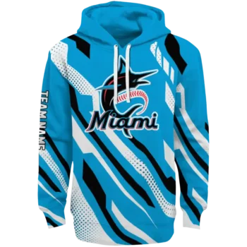 Custom Miami Marlins Bold Angles Blue White Black Hoodie
