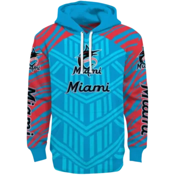 Custom Miami Marlins Chevron Stripe Blue Hoodie