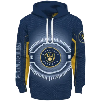 Custom Milwaukee Brewers Circuit Core Navy Blue Hoodie