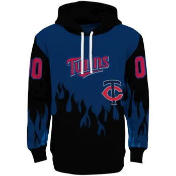 Custom Minnesota Twins Flame Edge Navy Black Hoodie