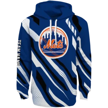 Custom New York Mets Bold Angles Blue White Black Hoodie