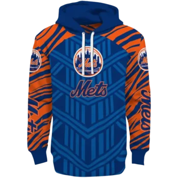 Custom New York Mets Chevron Stripe Blue Hoodie