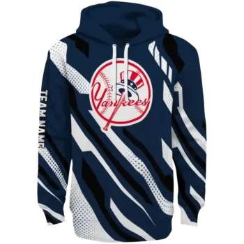Custom New York Yankees Bold Angles Navy White Black Hoodie