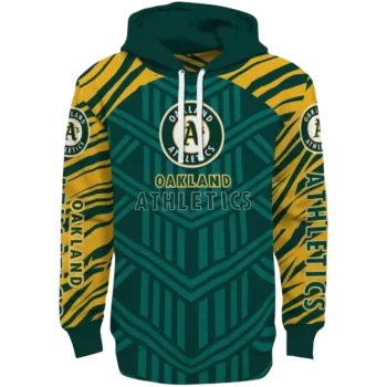Custom Oakland Athletics Chevron Stripe Green Hoodie