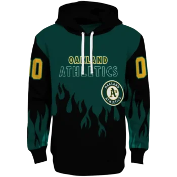 Custom Oakland Athletics Flame Edge Green Black Hoodie