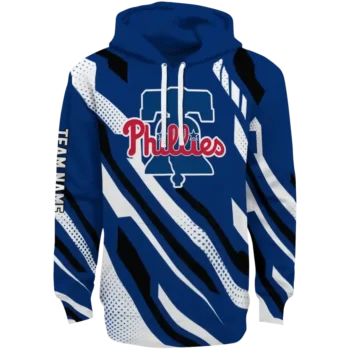 Custom Philadelphia Phillies Bold Angles Blue White Black Hoodie