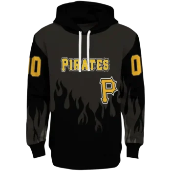Custom Pittsburgh Pirates Flame Edge Black Hoodie