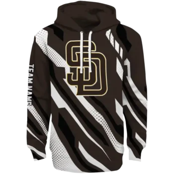 Custom San Diego Padres Bold Angles Brown White Black Hoodie
