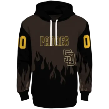 Custom San Diego Padres Flame Edge Brown Black Hoodie