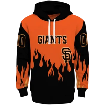 Custom San Francisco Giants Flame Edge Orange Black Hoodie