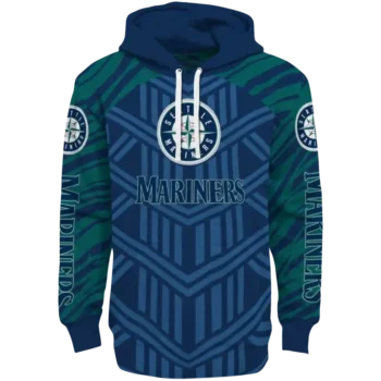 Custom Seattle Mariners Chevron Stripe Navy Blue Hoodie