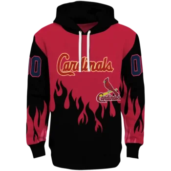 Custom St. Louis Cardinals Flame Edge Red Black Hoodie