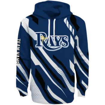 Custom Tampa Bay Rays Bold Angles Navy White Black Hoodie