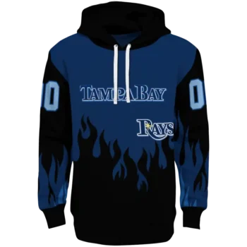 Custom Tampa Bay Rays Flame Edge Navy Black Hoodie