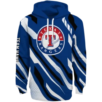 Custom Texas Rangers Bold Angles Blue White Black Hoodie
