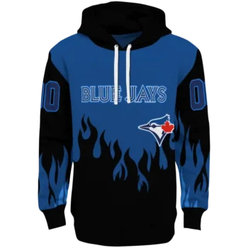 Custom Toronto Blue Jays Flame Edge Blue Black Hoodie
