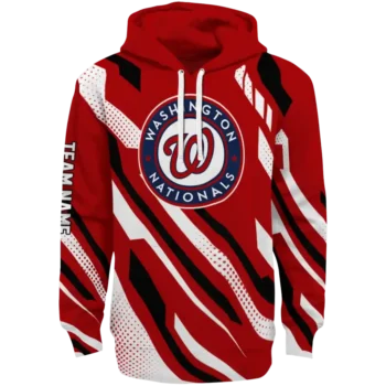 Custom Washington Nationals Bold Angles Red White Black Hoodie