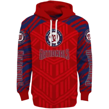 Custom Washington Nationals Chevron Stripe Red Hoodie