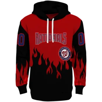 Custom Washington Nationals Flame Edge Red Black Hoodie
