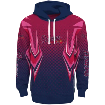 Customized Atlanta Braves Chevron Points Navy Hoodie
