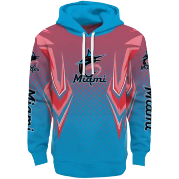 Customized Miami Marlins Chevron Points Blue Hoodie