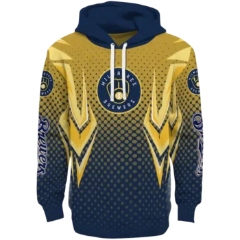 Customized Milwaukee Brewers Chevron Points Navy Blue Hoodie