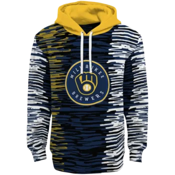 Customized Milwaukee Brewers Streak Lines Navy Blue Hoodie