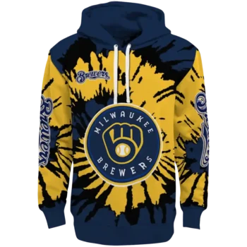 Customized Milwaukee Brewers Swirl Impact Navy Blue Hoodie